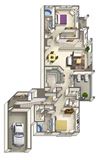 Watanga Renovated – 2 Bedroom 2 Bath Floor Plan Layout – 1206 Square Feet